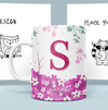 Caneca Brilhante Floral Rosa Personalizada Nome